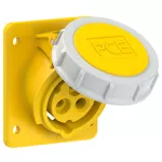 Gniazdo tablicowe skośne 16A 2P+Z 110V 50/60Hz 4h IP67 (kołnierz 75X85, rozstaw śrub 60X60)
