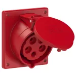 Gniazdo tablicowe skośne 32A 3P+Z+N 400V 50/60Hz 6h IP44/54 (kołnierz 92X100, rozstaw śrub 77X85)