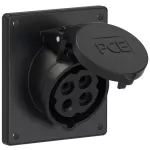 Gniazdo tablicowe skośne 16A 3P+Z 500V 50/60Hz 7h IP44/54 (kołnierz 92X100, rozstaw śrub 77X85)