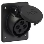 Gniazdo tablicowe skośne 16A 3P+Z 400V 50/60Hz 6h IP44/54 (kołnierz 80X97, rozstaw śrub 60X73), seria MIDNIGHT