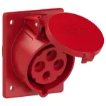 Gniazdo tablicowe skośne 32A 3P+Z 400V 50/60Hz 6h IP44/54 (kołnierz 80X97, rozstaw śrub 60X73), styki niklowane