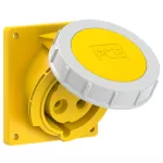 Gniazdo tablicowe skośne 32A 2P+Z 110V 50/60Hz 4h IP67 (kołnierz 92X100, rozstaw śrub 77X85), styki niklowane