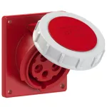 Gniazdo tablicowe skośne 16A 3P+Z+N 400V 50/60Hz 6h IP67 (kołnierz 92X100, rozstaw śrub 77X85), styki niklowane