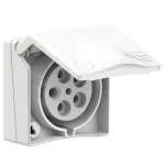 Gniazdo tablicowe zabudowane seria DESIGN 32A 3P+Z+N 230V 50/60Hz 9h IP44 (kołnierz 90X90, rozstaw śrub 60X60), styki niklowane
