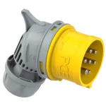 Wtyczka przenośna kątowa 16A 5P+Z+N 110V 50/60Hz 4h IP44/54, styki niklowane