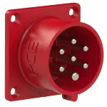 Wtyczka tablicowa prosta 16A 5P+Z+N 400V 50/60Hz 6h IP44/54 (kołnierz: 70X70, rozstaw śrub: 56X56), styki niklowane