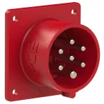 Wtyczka tablicowa prosta 16A 5P+Z+N 400V 50/60Hz 6h IP44/54 (kołnierz: 75X75, rozstaw śrub: 60X60), styki niklowane