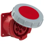 Gniazdo tablicowe proste 32A 5P+Z+N 400V 50/60Hz 6h IP44, kołnierz 75X75, rozstaw śrub 60X60, styki niklowane