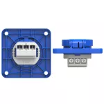 Gniazdo wtyczkowe wersja z bolcem 16A 2P+Z 230V 50/60Hz IP54, tylne podłączenie kołnierz 75X75, ochrona przed dziećmi, styki niklowane