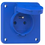 Gniazdo wtyczkowe wersja z bolcem 16A 2P+Z 230V 50/60Hz IP54, boczne podłączenie kołnierz 75X75, styki niklowane