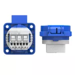Gniazdo wtyczkowe wersja z bolcem 16A 2P+Z 250V 50/60Hz IP54, tylne podłączenie kołnierz 50X50, ochrona przed dziećmi, styki niklowane