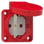 Gniazdo wtyczkowe wersja SCHUKO 16A 2P+Z 230V 50/60Hz IP54, tylne podłączenie kołnierz 50X50, styki niklowane, czerwone