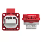 Gniazdo wtyczkowe wersja SCHUKO 16A 2P+Z 230V 50/60Hz IP54, tylne podłączenie kołnierz 50X50, styki niklowane, czerwone