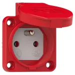 Gniazdo wtyczkowe wersja z bolcem 16A 2P+Z 230V 50/60Hz IP54, tylne podłączenie kołnierz 50X50, styki niklowane, czerwone