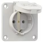 Gniazdo wtyczkowe wersja SCHUKO 16A 2P+Z 230V 50/60Hz IP54, tylne podłączenie kołnierz 70X70, styki niklowane, szare