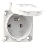 Gniazdo wtyczkowe wersja z bolcem 16A 2P+Z 230V 50/60Hz IP54, boczne podłączenie kołnierz 50X50, styki niklowane, białe