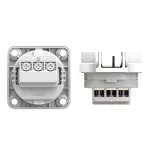 Gniazdo wtyczkowe wersja z bolcem 16A 2P+Z 230V 50/60Hz IP54, boczne podłączenie kołnierz 50X50, styki niklowane, białe