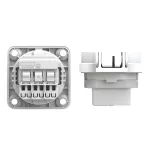 Gniazdo wtyczkowe wersja z bolcem 16A 2P+Z 230V 50/60Hz IP54, tylne podłączenie kołnierz 50X50, styki niklowane, białe 108-0w
