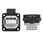 Gniazdo jednofazowe czarne 16A IP44 16A 2P+Z IP44 czarne, podlaczenie tylne