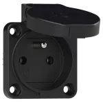 Gniazdo wtyczkowe wersja z bolcem 16A 2P+Z 230V 50/60Hz IP54, boczne podłączenie kołnierz 50X50, styki niklowane, czarne