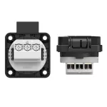 Gniazdo wtyczkowe wersja z bolcem 16A 2P+Z 230V 50/60Hz IP54, boczne podłączenie kołnierz 50X50, styki niklowane, czarne