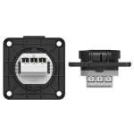 Gniazdo wtyczkowe wersja SCHUKO 16A 2P+Z 230V 50/60Hz IP54, tylne podłączenie kołnierz 70X70, styki niklowane, czerwone 105-7s