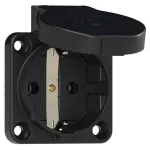 Gniazdo wtyczkowe wersja SCHUKO 16A 2P+Z 230V 50/60Hz IP54, tylne podłączenie kołnierz 50X50, styki niklowane, czarne