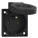 Gniazdo wtyczkowe tablicowe 230V z bolcem czarne IP54 fran./belg. P-NOVA+