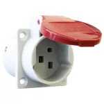 Gniazdo tablicowe wersja SZWAJCARSKA T25 16A 3P+Z+N 400V 50/60Hz IP54,tylne podłączenie kołnierz 50X50, styki niklowane