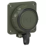 Gniazdo wtyczkowe tablicowe NAUTILUS SCHUKO wojskowe z bolcem uziemnienia z elastycznym połączeniem pokrywy 16A 2P+Z 230V 50/60Hz IP66/68, tylne podłączenie, kołnierz 75X75, styki niklowane