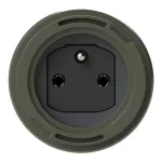 Gniazdo wtyczkowe tablicowe NAUTILUS wojskowe z bolcem uziemnienia z elastycznym połączeniem pokrywy 16A 2P+Z 230V 50/60Hz IP66/68, tylne podłączenie, kołnierz 75x75, styki niklowane