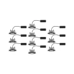 PAULMANN Zestaw opraw do wbudowania CALLA LED 10X6W 500lm okrągła wychylna 4000K IP65 230V czarny matowy