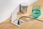 GNIAZDO MEBLOWE WPUSZCZANE Z PRZESŁONĄ FLIP, 1x GNIAZDO FRENCH, 2xUSB A RJ45, KABEL 1,5m, BIAŁE