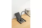 GNIAZDO MEBLOWE WPUSZCZANE Z PRZESŁONĄ FLIP, 1x GNIAZDO FRENCH, 2xUSB A 1xRJ45, KABEL 1,5m, CZARNE