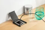 GNIAZDO MEBLOWE WPUSZCZANE Z PRZESŁONĄ FLIP, 1x GNIAZDO SCHUKO, 2xUSB A RJ45, KABEL 1,5m, CZARNE