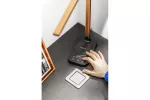 GNIAZDO MEBLOWE WYSUWANE TOWER, 1x GNIAZDO SCHUKO, 1xUSB A, 1xUSB , KABEL 1,5m, CZARNE, KAPSEL INOX