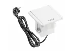GNIAZDO MEBLOWE WPUSZCZANE Z PRZESŁONĄ FLIP, 1x GNIAZDO SCHUKO, 2xUSB A RJ45, KABEL 1,5m, CZARNE, BIAŁE