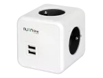 AURA line CUBE rozgałęźnik 4 gniazda 2xUSB