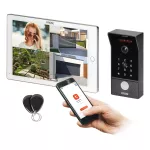 MAILO, zestaw wideodomofonowy, bezsłuchawkowy, monitor dotykowy 10" LCD, Wi-Fi + APP na telefon, z gniazdem na kartę pamięci, z kamerą Full HD 2MP, czytnikiem kart i breloków zbliżeniowych 13,56MHz, szyfrator