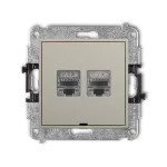 ICON Mechanizm gniazda komputerowego podwójnego 2xRJ45, kat. 8, ekranowany, 8-stykowy, bez pola opisowego taupe