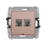 ICON Mechanizm gniazda komputerowego podwójnego 2xRJ45, kat. 6, ekranowany, 8-stykowy, bez pola opisowego łososiowy