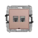 ICON Mechanizm gniazda komputerowego podwójnego 2xRJ45, kat. 8, ekranowany, 8-stykowy, bez pola opisowego łososiowy