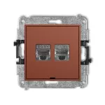 ICON Mechanizm gniazda komputerowego podwójnego 2xRJ45, kat. 6, ekranowany, 8-stykowy, bez pola opisowego terakota