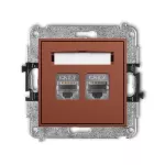 ICON Mechanizm gniazda komputerowego podwójnego 2xRJ45, kat. 7, ekranowany, 8-stykowy terakota