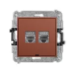 ICON Mechanizm gniazda komputerowego podwójnego 2xRJ45, kat. 7, ekranowany, 8-stykowy, bez pola opisowego terakota