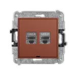 ICON Mechanizm gniazda komputerowego podwójnego 2xRJ45, kat. 8, ekranowany, 8-stykowy, bez pola opisowego terakota