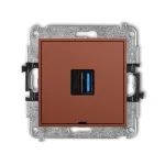 ICON Mechanizm gniazda pojedynczego USB A-A 3.0, bez pola opisowego terakota