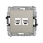 MINI Mechanizm gniazda komputerowego podwójnego 2xRJ45, kat. 6, 8-stykowy, bez pola opisowego taupe