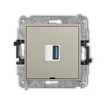 MINI Mechanizm gniazda pojedynczego USB A-A 3.0, bez pola opisowego taupe