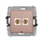 MINI Mechanizm gniazda głośnikowego pojedynczego, bez pola opisowego (typu banan - czerwony i czarny, pozłacany, 4 mm2, do lutowania) łososiowy
